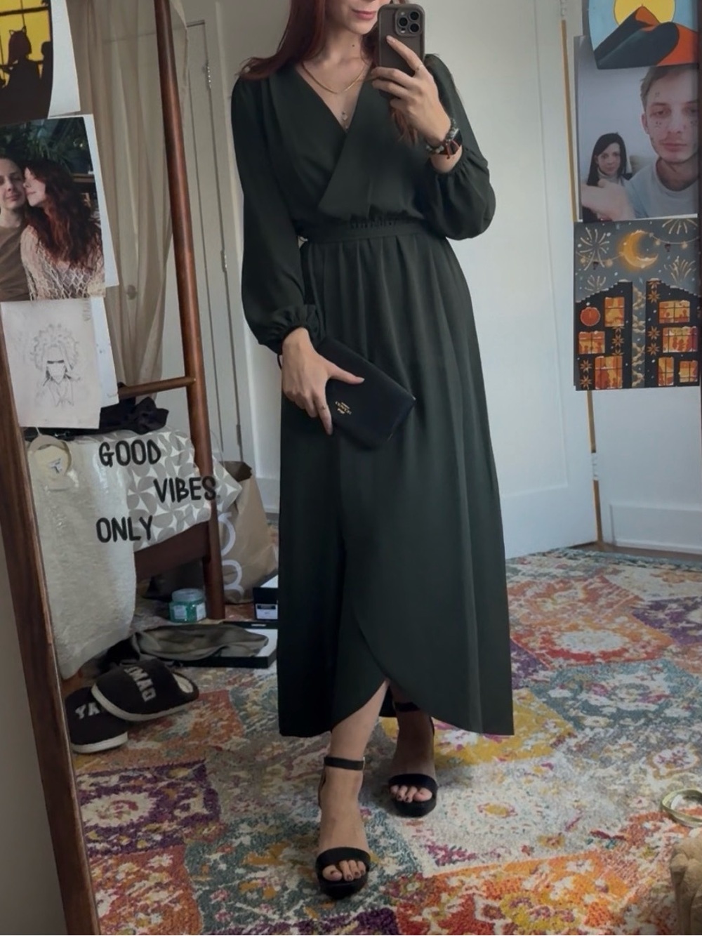 connected apparel Dark Green Midi Dress